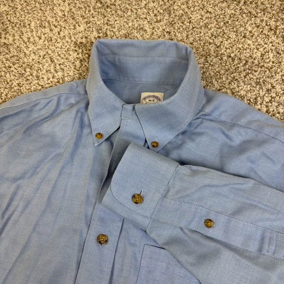 Brooks Brothers Other - Brooks Brothers Cotton Cashmere Herringbone Button Down Shirt Blue Mens Medium R